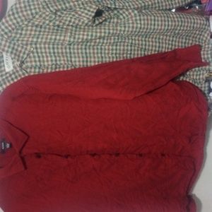 Men's button up long sleeve shirts sizes are a large and a M
